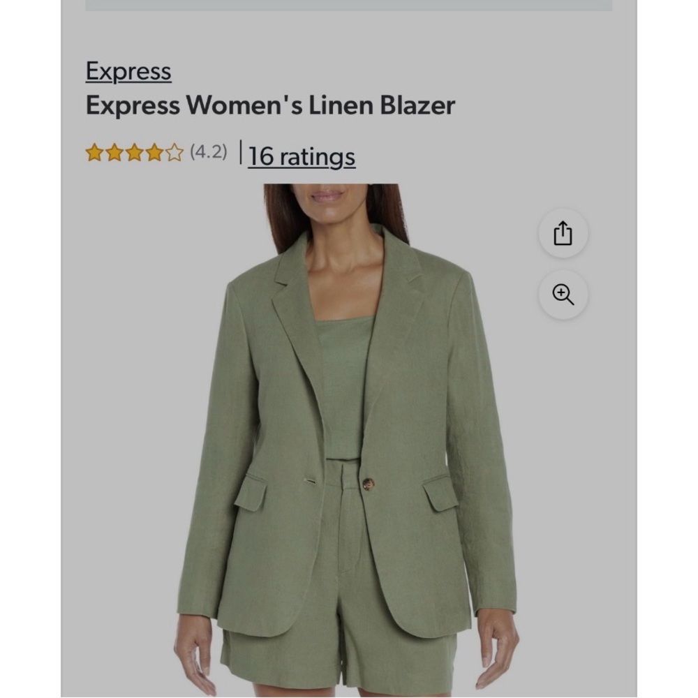 Express Olive Green Linen Blazer
